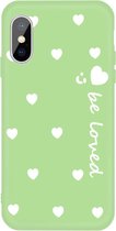 Voor iPhone XS / X lachend gezicht Meerdere Love-hearts patroon kleurrijke frosted TPU telefoon beschermhoes (groen)