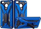 Voor OPPO Realme 3 Pro schokbestendige TPU + pc-beschermhoes met houder (blauw)