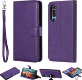 Voor Huawei P30 Effen kleur Horizontale Flip Beschermhoes met houder & kaartsleuven & portemonnee & fotolijst & lanyard (paars)