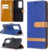 Voor Huawei P40 Pro Kleuraanpassing Denim Texture Horizontaal Flip Leather Case met houder & kaartsleuven & Wallet & Lanyard (Royal Blue)