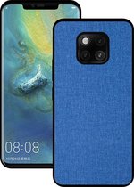 Schokbestendige stoffen textuur PC + TPU beschermhoes voor Huawei Mate 20 Pro (donkerblauw)