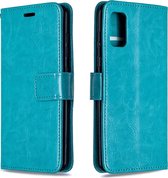 Voor Galaxy A41 Crazy Horse Texture Horizontale Flip Leather Case met houder & kaartsleuven & portemonnee & fotolijst (blauw)