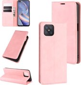 Voor Oppo A92s Retro-skin Business Magnetische Suction Leather Case met houder & kaartsleuven & portemonnee (roze)