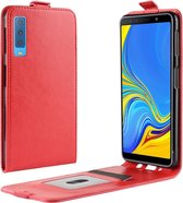 Zakelijke stijl verticale flip TPU lederen case voor Galaxy A7 (2018) / A750, met kaartsleuf (rood)
