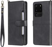 Voor Galaxy S20 Ultra multifunctionele afneembare magnetische horizontale flip lederen tas met kaartsleuven en houder en portemonnee (zwart)