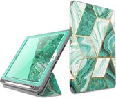 COSMO modèle de livre Housse compatible avec iPad 9 2021  -  iPad 8 2020 - iPad 7 2019 - 10.2 inch - porte-crayons - Marbre Vert