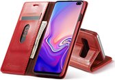 FONU Leren Boekmodel Hoesje Samsung Galaxy S10 Plus - Rood