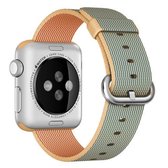 Voor Apple Watch 38 mm geweven nylon horlogeband (goud + koningsblauw)
