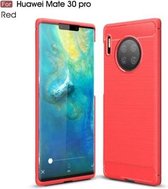 Voor Huawei Mate30 Pro geborstelde textuur koolstofvezel TPU-hoes (rood)