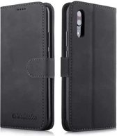 Voor Huawei P20 Diaobaolee Pure Verse Textuur Horizontale Flip Lederen Case, met Houder & Kaartsleuf & Portemonnee & Fotolijst (Zwart)