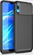 Carbon Fiber Texture Shockproof TPU Case voor Huawei Enjoy 9 (Zwart)