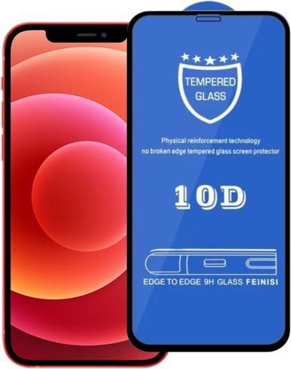 9H 10D volledig scherm gehard glas displayfolie voor iPhone 12 mini (zwart) - Merkloos