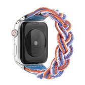 Elastische geweven horlogeband voor Apple Watch Series 6 & SE & 5 & 4 40 mm / 3 & 2 & 1 38 mm, lengte: 120 mm (blauw wit oranje)
