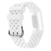 Voor Fitbit Charge 3/4 holle vierkante siliconen band vervangende polsband (wit)