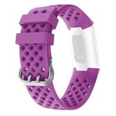 Voor Fitbit Charge 3/4 holle vierkante siliconen band vervangende polsband (paars)