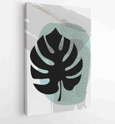 Botanical wall art vector set. Golden foliage line art drawing with watercolor 2 - Moderne schilderijen – Vertical – 1931500523 - 80*60 Vertical