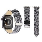 Doorns afdrukken lederen horlogebandje voor Apple Watch Series 3 & 2 & 1 42mm (zwart grijs)