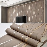 Eenvoudige 3d water rimpel vliesbehang huisdecoratie muursticker (donkerbruin)