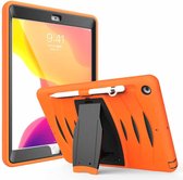 Voor iPad 10.5 2019 360 graden rotatie pc + siliconen beschermhoes met houder en handriem (oranje)