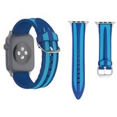 Voor Apple Watch Series 3 & 2 & 1 42mm mode dubbele strepen patroon siliconen horlogebandje (blauw)