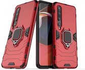 Voor Xiaomi 10 schokbestendige pc + TPU beschermhoes met magnetische ringhouder (rood)