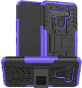 Voor LG K51 Tyre Texture Shockproof TPU + PC beschermhoes met houder (paars)