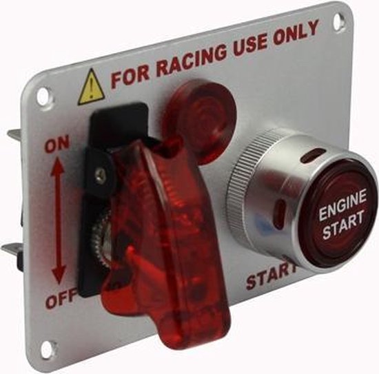 CT-CARID 5-in-1 Schakelpaneel – 12V – Met Startknop En LED-tuimelschakelaars – Carbon Look – Voor Raceauto, Boot Of Camper
