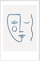 JUNIQE - Poster in kunststof lijst Faces No. 2 -20x30 /Blauw & Wit