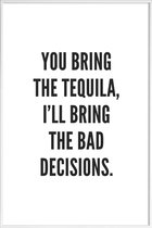 JUNIQE - Poster met kunststof lijst Tequila -30x45 /Wit & Zwart