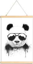 JUNIQE - Posterhanger Blijf Cool Panda -20x30 /Wit & Zwart