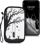 kwmobile hoesje voor smartphones L - 6,5" - hoes van Neopreen - Schommel design - zwart / wit - binnenmaat 16,5 x 8,9 cm