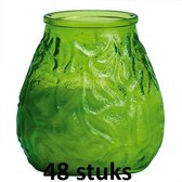 48 stuks low boys transparant lime glazen terras- tuinkaarsen 100/100 (70 uur)