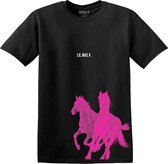 Lil Nas X Heren Tshirt -S- Pink Horses Zwart