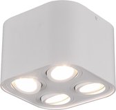LED Plafondlamp - Plafondverlichting - Trinon Cosmin - GU10 Fitting - 4-lichts - Vierkant - Mat Wit - Aluminium