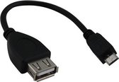 Scanpart Micro USB adapter kabel 15 cm - Micro USB (M) naar USB A (M) - Geschikt voor smartphone of tablet - OTG - On The Go kabel - Zwart