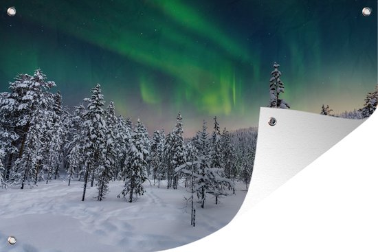 Tuinposter - Tuindoek - Tuinposters buiten - Winters landschap in Finland - 120x80 cm - Tuin
