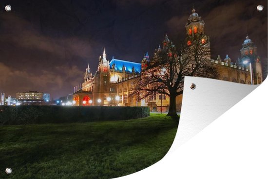 Kelvingrove Museum at night in the European Glasgow Garden poster 90x60 cm - Toile de jardin / Toile d'extérieur / Peintures d'extérieur (décoration de jardin)