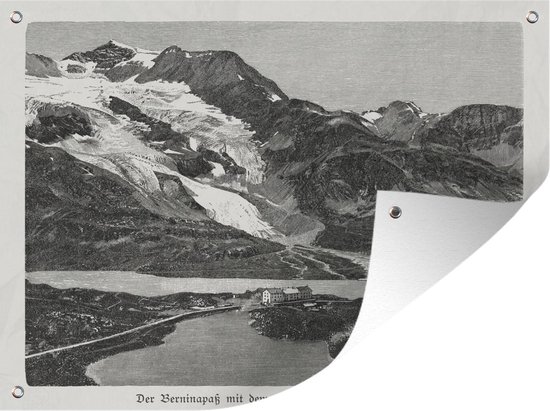 Tuinposter - Tuindoek - Tuinposters buiten - Een illustratie van de Berninapas in het Graubünden kanton - 120x90 cm - Tuin