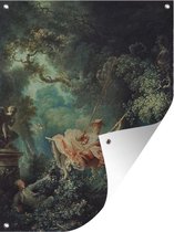 Tuinposter - Tuindoek - Tuinposters buiten - De schommel - Schilderij van Jean-Honoré Fragonard - 90x120 cm - Tuin