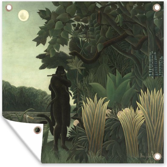 Tuin decoratie De slangenbezweerster - schilderij van Henri Rousseau - 40x30 cm - Tuindoek - Buitenposter