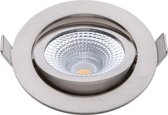 EcoDim - LED Spot - Inbouwspot - ED-10024 - 5W - Waterdicht IP54 - Dimbaar - Dim to Warm - Warm Wit 2000K-3000K - Geborsteld Nikkel - Aluminium - Rond - Kantelbaar