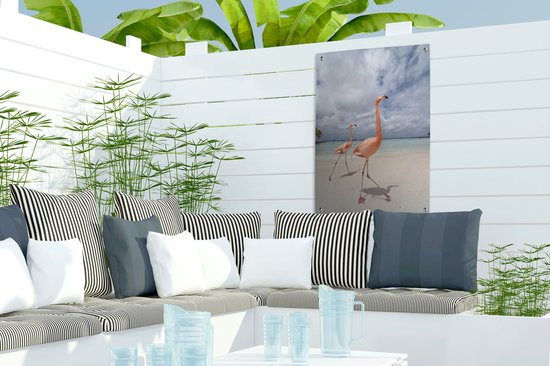 Deux flamants roses sur une île à Aruba affiche de jardin toile en vrac 40x60 cm - petit - toile de jardin / toile d'extérieur / Peintures pour l'extérieur (décoration de jardin)