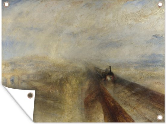 Tuin decoratie Rain, Steam and Speed - The Great Western Railway - Schilderij van Joseph Mallord William Turner - 40x30 cm - Tuindoek - Buitenposter