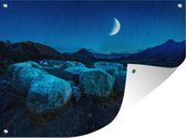 Affiche de jardin Une demi-lune dans le ciel bleu 80x60 cm - Toile de jardin / Toile d'extérieur / Peintures d'extérieur (décoration de jardin)