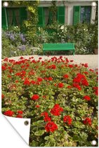 Affiche jardin - Banc fleuri dans le jardin à la française de Monet en Europe - 80x120 cm - Jardin