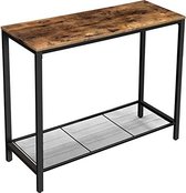 - Bijzettafel - Salontafel industrieel - Salontafel - Salontafel hout - Rustiek bruin - 35 x 100 x 80 cm - Bruin