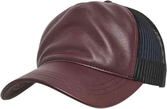 Flexfit - Synthetic Leather Trucker maroon/blk one size Trucker pet - Rood/Zwart