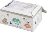 Interbaby Bedtextielset Olifant Junior Katoen Wit/grijs 4-delig