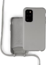 Coverzs Silicone case met koord - Telefoonhoesje met koord - Backcover hoesje met koord - touwtje - Samsung Galaxy S20 Plus - grijs