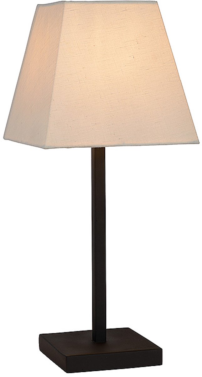 Atmooz - Tafellamp Buranella - Slaapkamer / Woonkamer - Industrieel - Zwart en witte kap - Hoogte 47cm - Metaal